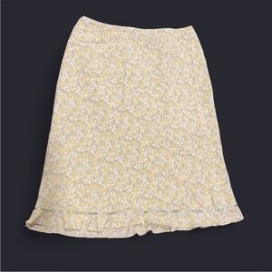 Express Floral A-Line Skirt in Yellow and White